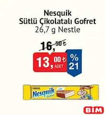 NESTLE NESQUİK SÜTLÜ ÇİKOLATALI GOFRET 26,7 G fiyat ve kampanya bilgisi